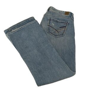 Madison Jeans Stretch Mid Rise Flare Leg Womens 7/8 Y2k 90s Rodeo Distressed